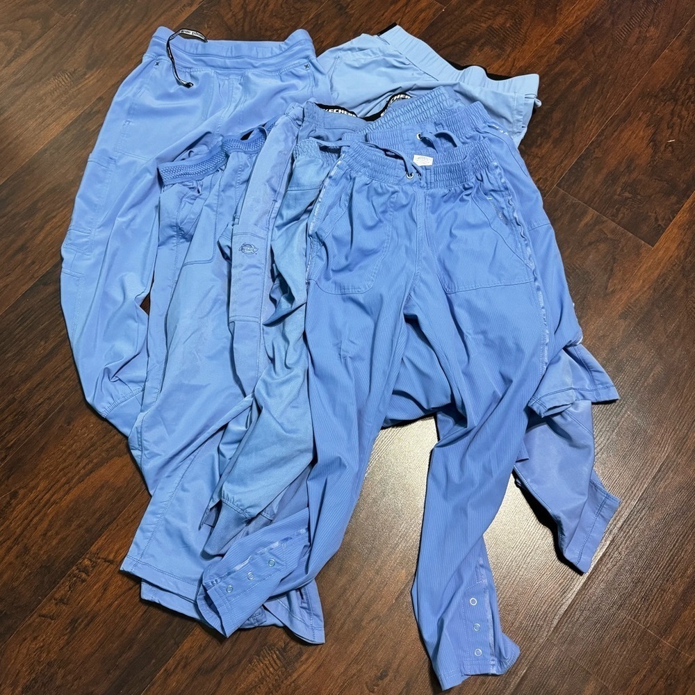 Blue Scrub Pants 10 Pairs Size 5 XS 5 Small Petite Dickies, Elle, Skechers, etc
